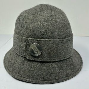 1920s style winter hat, grey, 100% wool RN17730